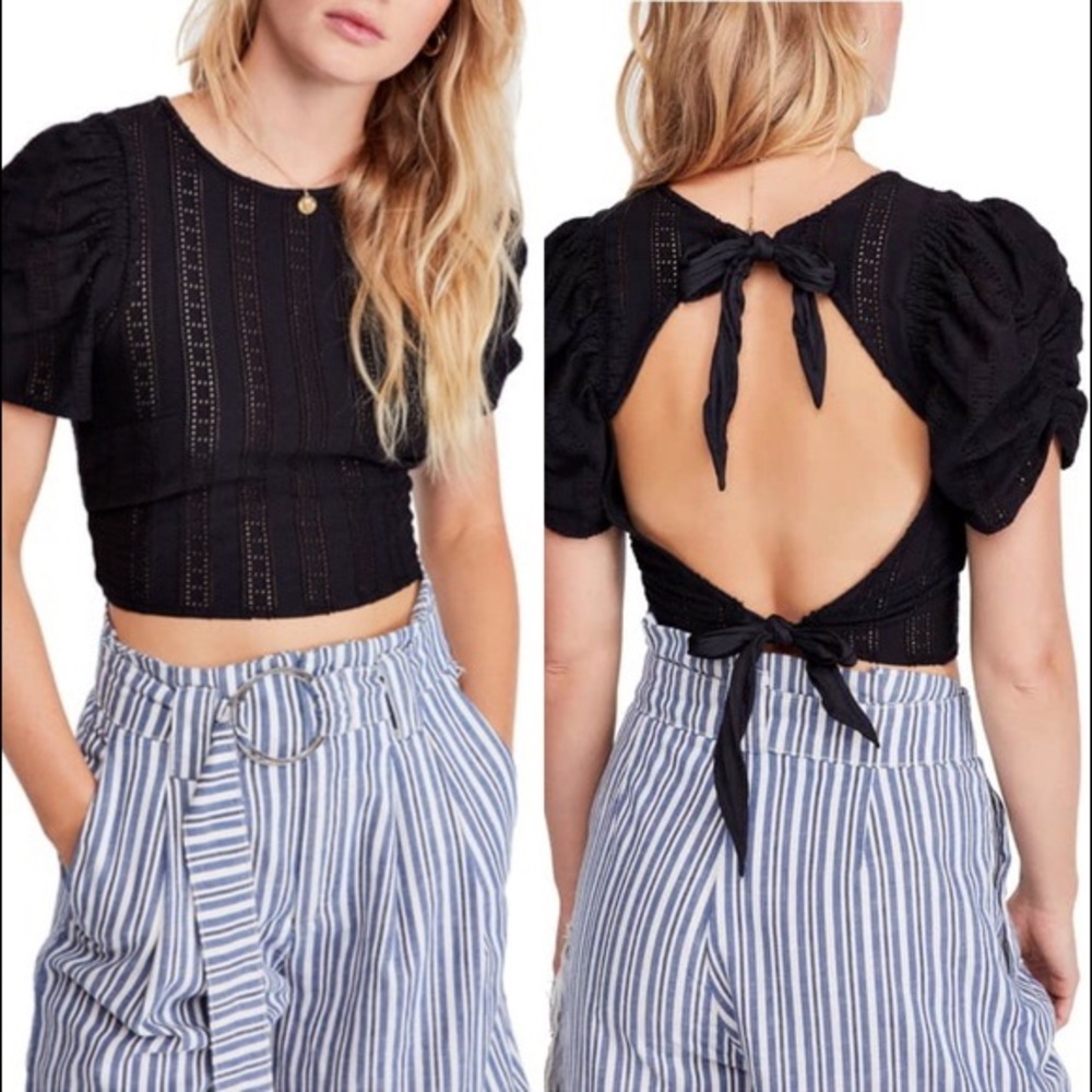 Free people puff sleeve crop top